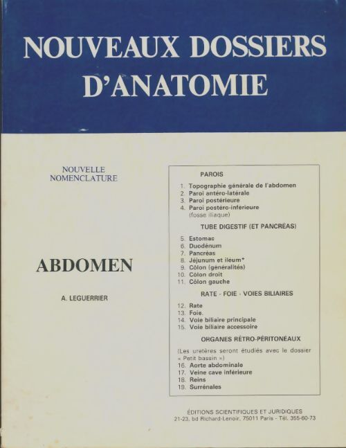 Livrenpoche : Nouveaux dossiers d'anatomie : Abdomen - A. Leguerrier - Livre