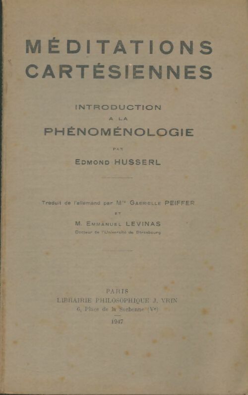 Livrenpoche : Méditations cartésiennes - Edmund Husserl - Livre