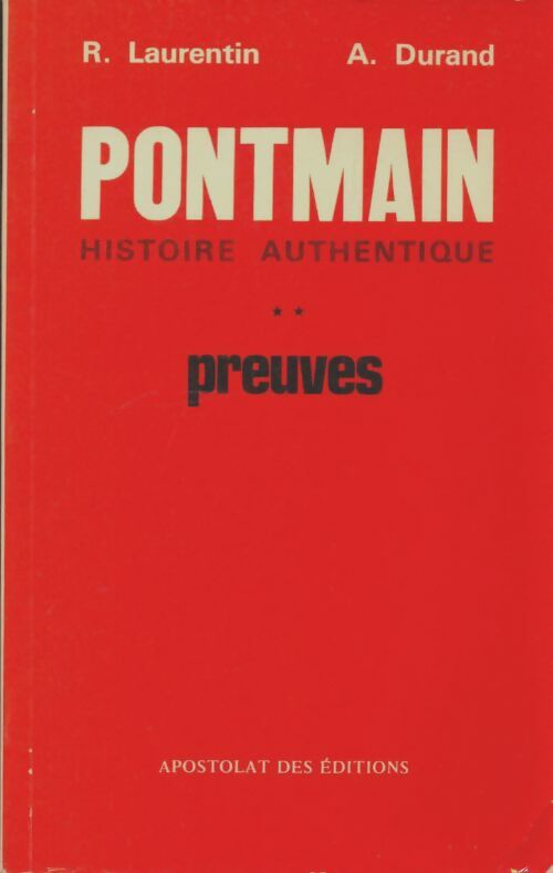 Livrenpoche : Pontmain histoire authentique Tome II : Preuves - A. Durand - Livre