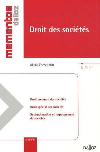Livrenpoche : Droit des sociétés - Alexis Constantin - Livre