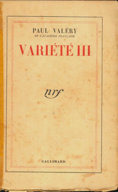 Livrenpoche : Variété III - Paul Valéry - Livre