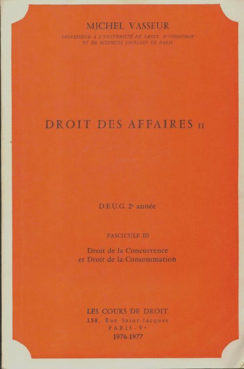 Livrenpoche : Droit des affaires fascicule III - Michel Vasseur - Livre