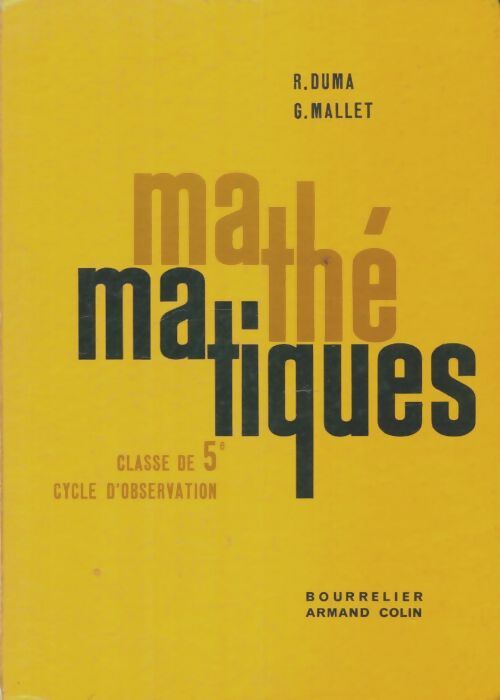 Livrenpoche : Mathématiques 5e - R. Duma - Livre