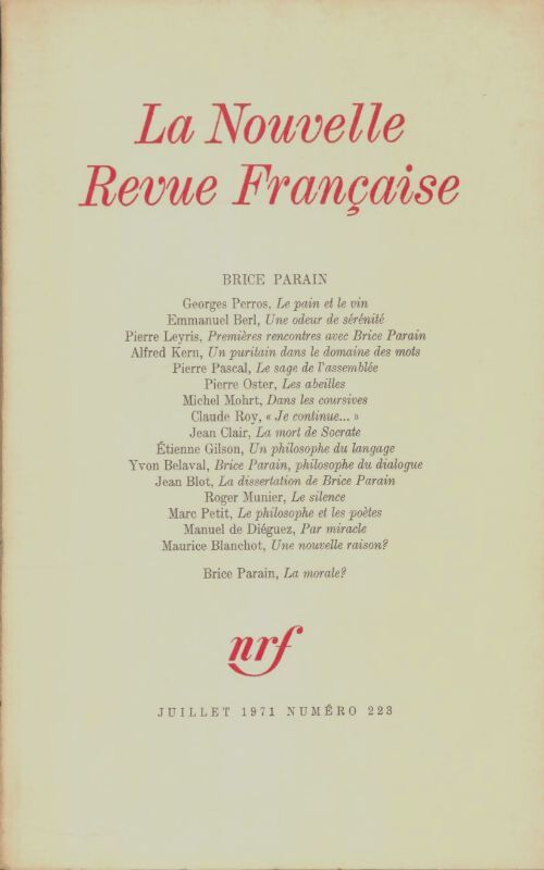 Livrenpoche : La nouvelle revue française n°223 - Collectif - Livre