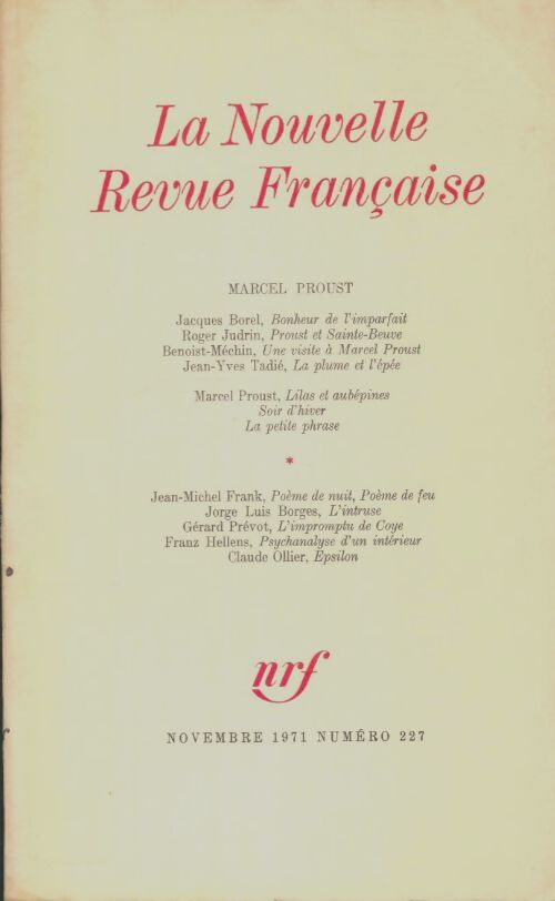 Livrenpoche : La nouvelle nouvelle revue française n°227 - Collectif - Livre