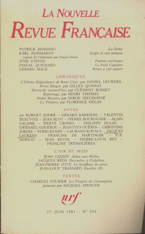 Livrenpoche : La nouvelle nouvelle revue française n°341 - Collectif - Livre