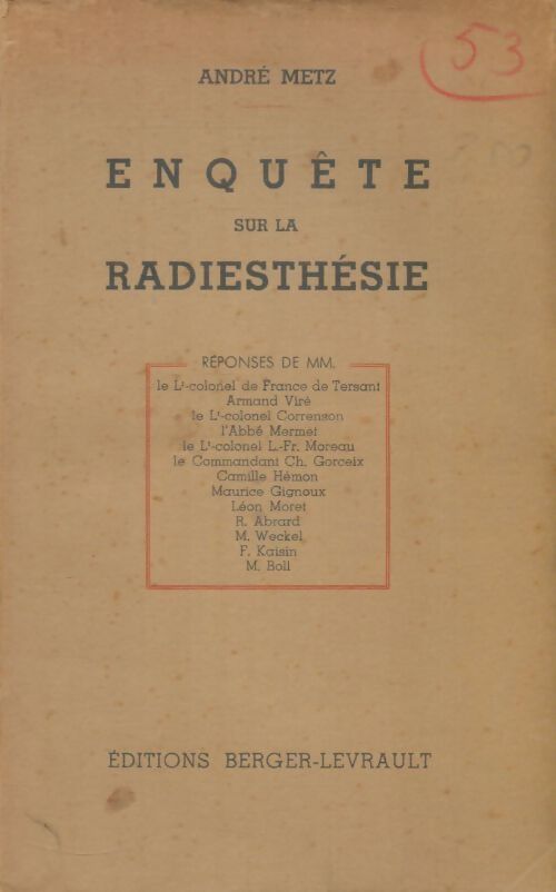 Livrenpoche : Enquête sur la radiesthésie - André Metz - Livre