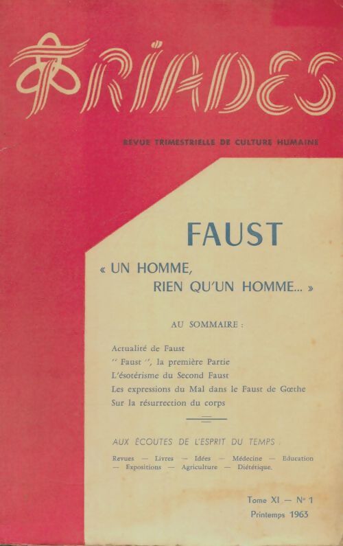 Livrenpoche : Triades Tome XI n°1 : Faust - Collectif - Livre