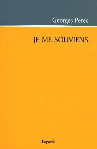 Livrenpoche : Je me souviens - Georges Perec - Livre