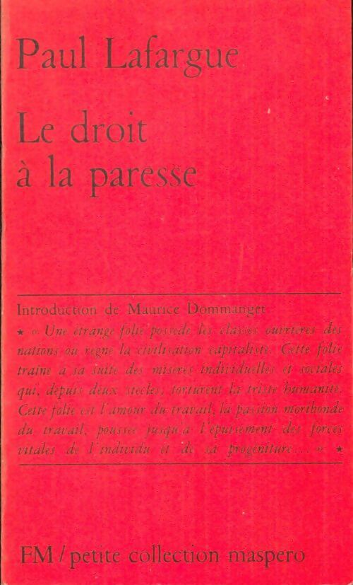 Livrenpoche : Le droit à la paresse - Paul Lafargue - Livre