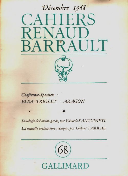 Livrenpoche : Cahiers Renaud-Barrault n°68 : Elsa Triolet- Aragon - Collectif - Livre