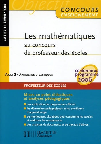 Livrenpoche : Les mathématiques au concours de professeur des écoles : Volet 2 Approches didactiques - Alain Descaves - Livre