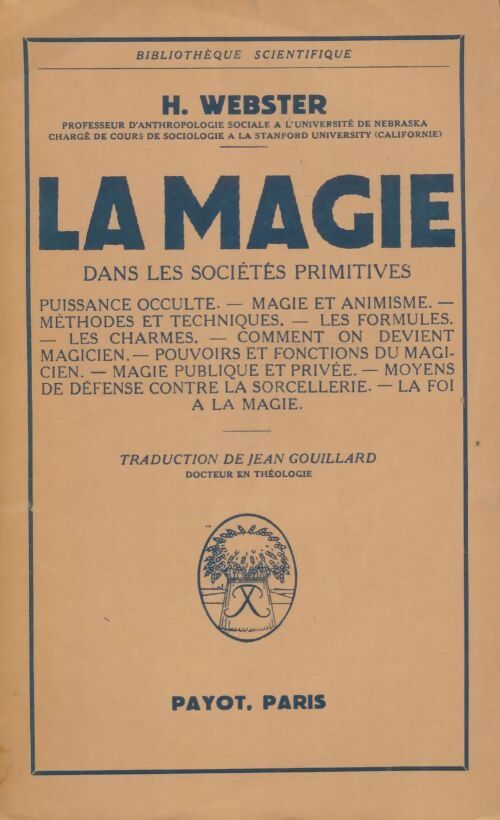 Livrenpoche : La magie dans les sociétés primitives - Hutton Webster - Livre