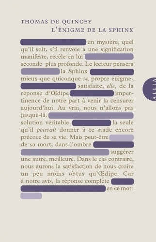 Livrenpoche : L'énigme de la Sphinx - Thomas De Quincey - Livre