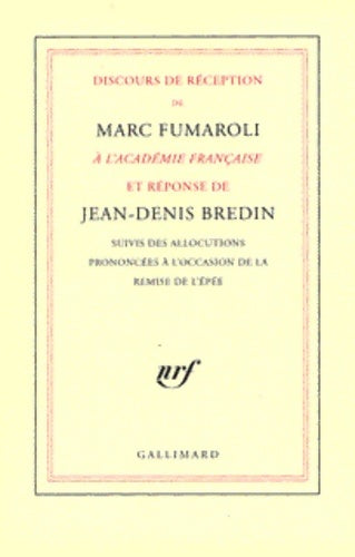 Livrenpoche : Discours de réception de Marc Fumaroli à l'Académie française et réponse de Jean-Denis Bredin - Jean-Denis Bredin - Livre