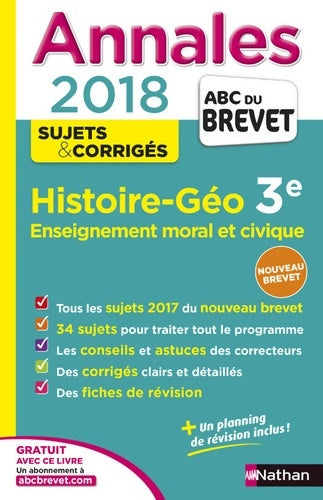 Livrenpoche : Annales ABC du Brevet Histoire-Géographie-EMC 2018 : Sujets et corrigés - Laure Genet - Livre