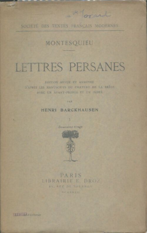 Livrenpoche : Lettres persanes Tome I - Charles De Montesquieu - Livre