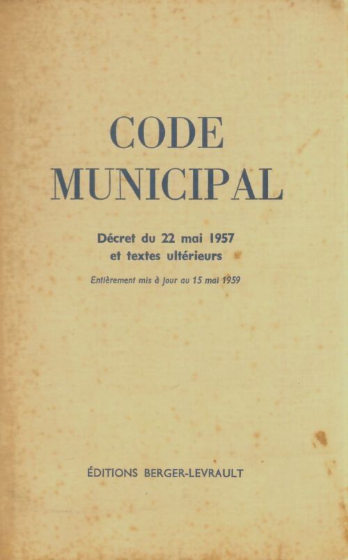 Livrenpoche : Code municipal - Collectif - Livre