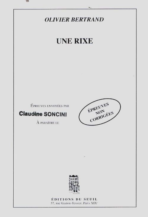 Livrenpoche : Une rixe - Olivier Bertrand - Livre