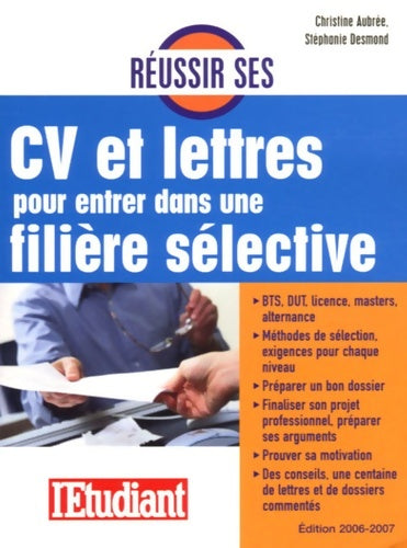 Livrenpoche : Réussir ses CV et lettres pour entrer dans une filière sélective - Christine Aubrée - Livre