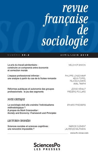 Livrenpoche : Revue française de sociologie 59-2 avril-juin 2018 - Collectif - Livre