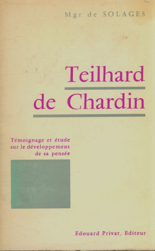 Livrenpoche : Teilhard de chardin - Mgr De Solages - Livre