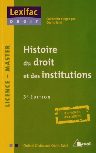 Livrenpoche : Histoire du droit et des institutions - Cedric Tahri - Livre