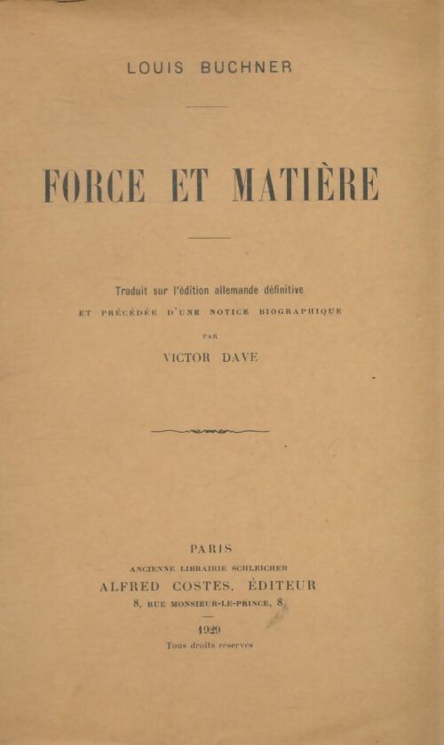 Livrenpoche : Force et matière - Louis Buchner - Livre