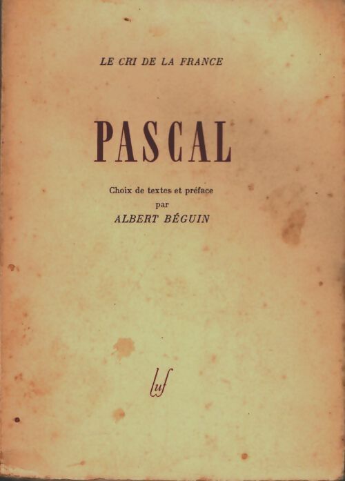 Livrenpoche : Pascal - Albert Béguin - Livre