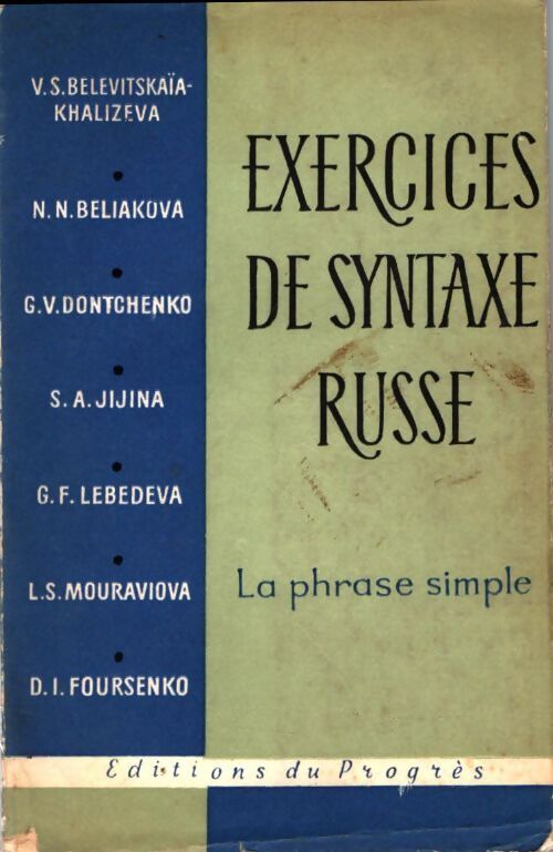Livrenpoche : Exercices de syntaxe russe : La phrase simple - Collectif - Livre
