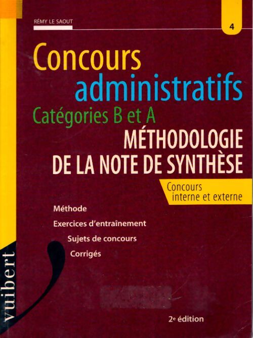 Méthodologie de la note de synthèse numéro 4 - Le Saout - Livre