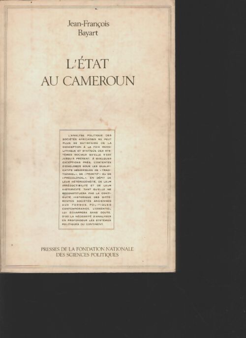 L'Etat au Cameroun - Jean-François Bayart - Livre