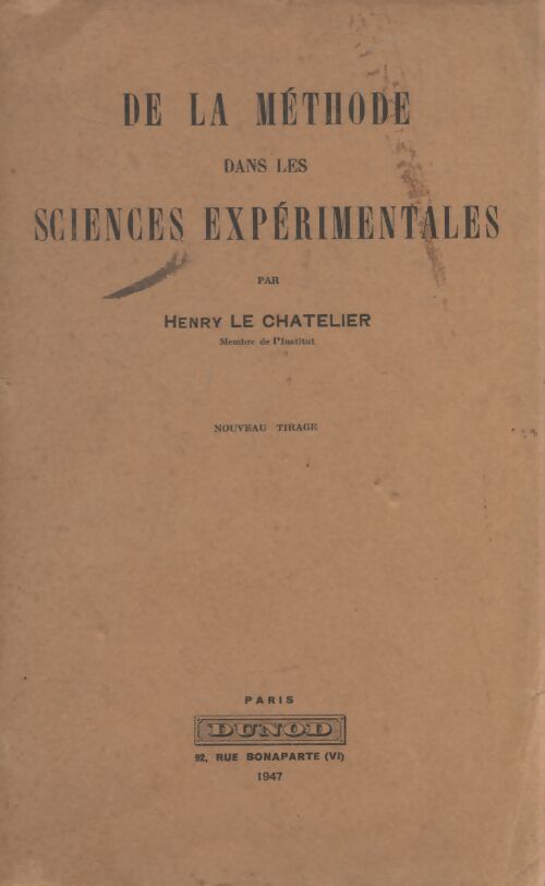 De la méthode dans les sciences expérimentales - Henry Le Chatelier - Livre