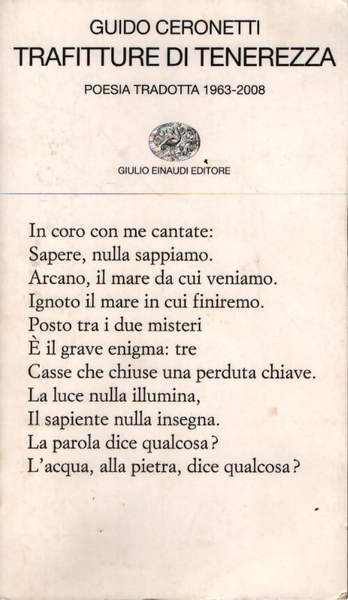 Trafitture di tenerezza. Poesia tradotta 1963-2008 - Guido Ceronetti - Livre