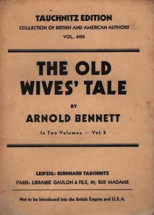 The old wive's tale vol 2 - Arnold Bennett - Livre