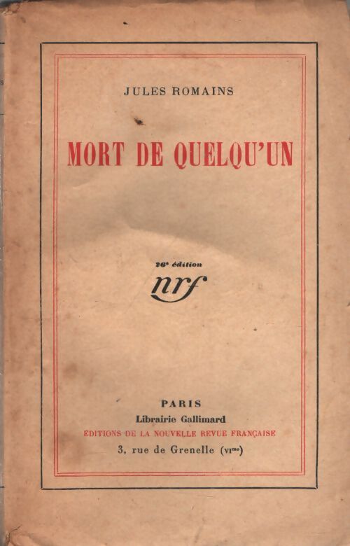 Mort de quelqu'un - Jules Romains - Livre
