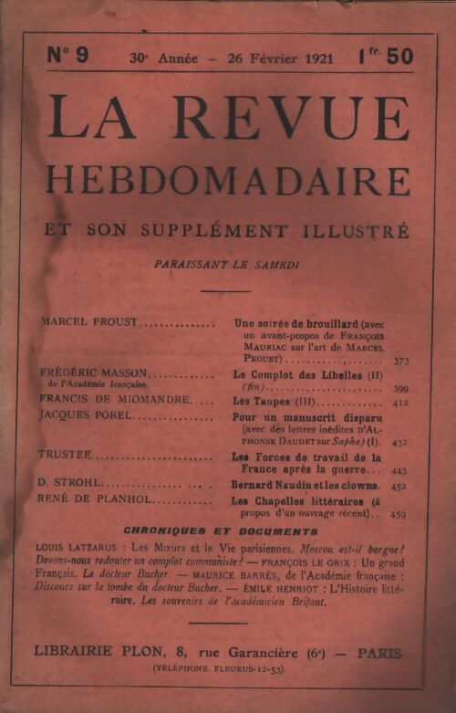 La revue hebdomadaire 30e année n°9 - Collectif - Livre