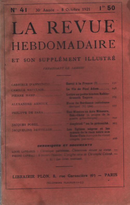 La revue hebdomadaire 30e année n°41 - Collectif - Livre