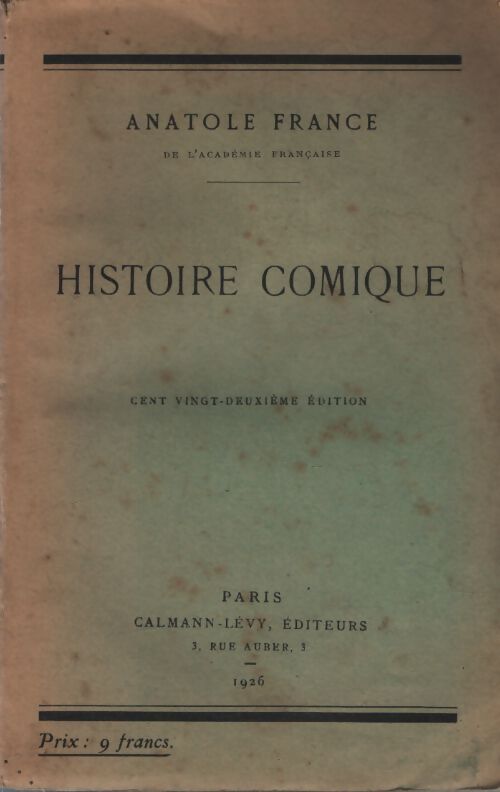 Histoire comique - Anatole France - Livre