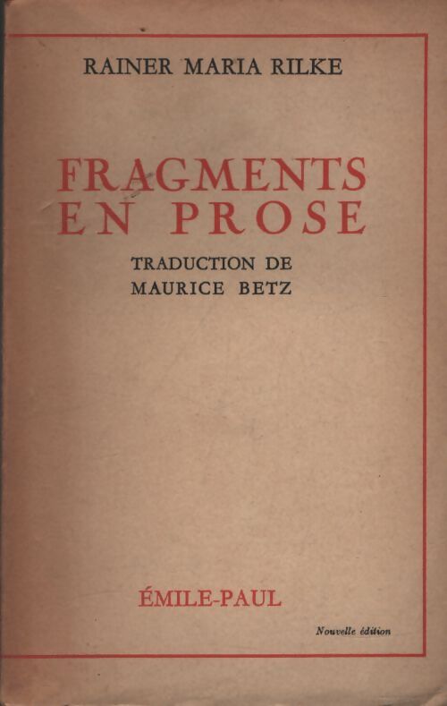 Fragments en prose - Rainer Maria Rilke - Livre