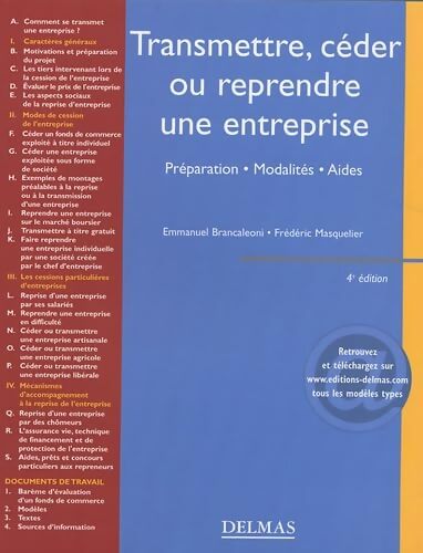 Transmettre céder ou reprendre une entreprise - Emmanuel Brancaleoni - Livre