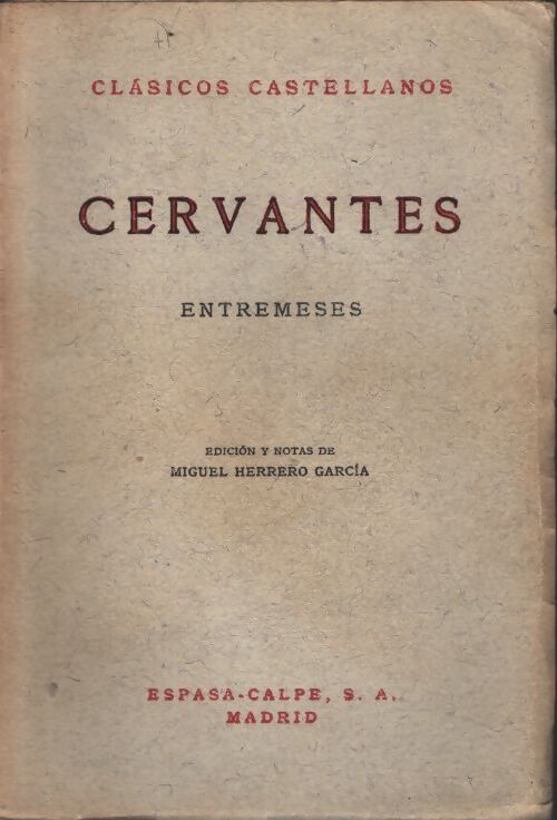 Entremeses - Miguel De Cervantès - Livre