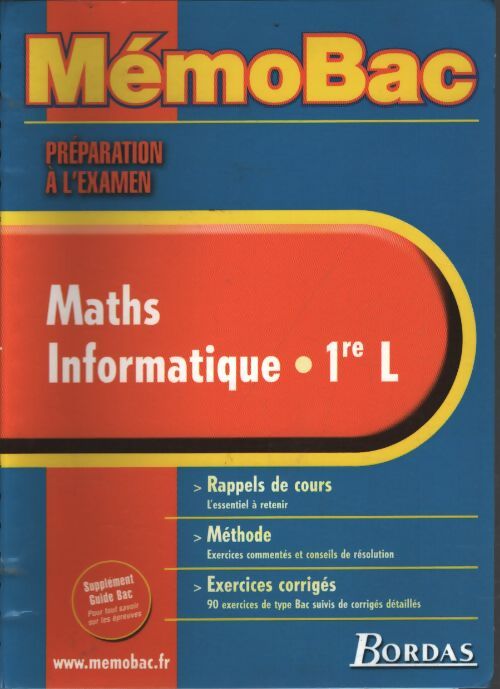 Memo prepa. Exam. Maths/informat. 1ere l - Lionel Weinsanto - Livre