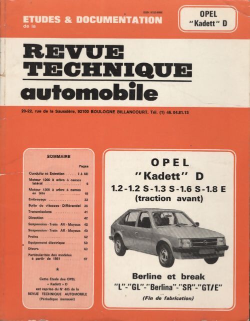 Opel Kadett D berlina L, GL, Berlina, SR, GT/E - Collectif - Livre