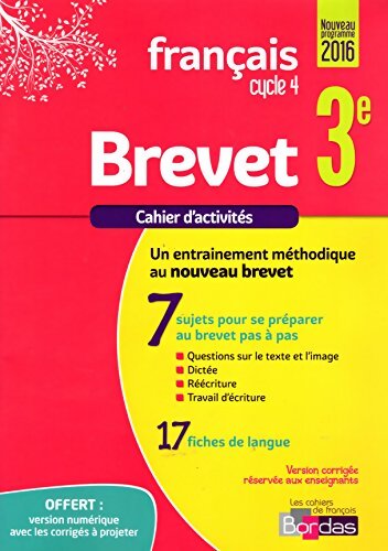 Brevet français 3e. Version corrigée pour l'enseignant 2016 - Collectif - Livre