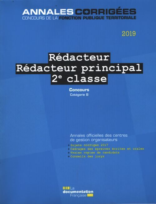 Concours rédacteur principal 2e classe 2019 - Centre Interdépartemental De Gestion De La Petite Couronne De La Région Ile De France Cigpc - Livre