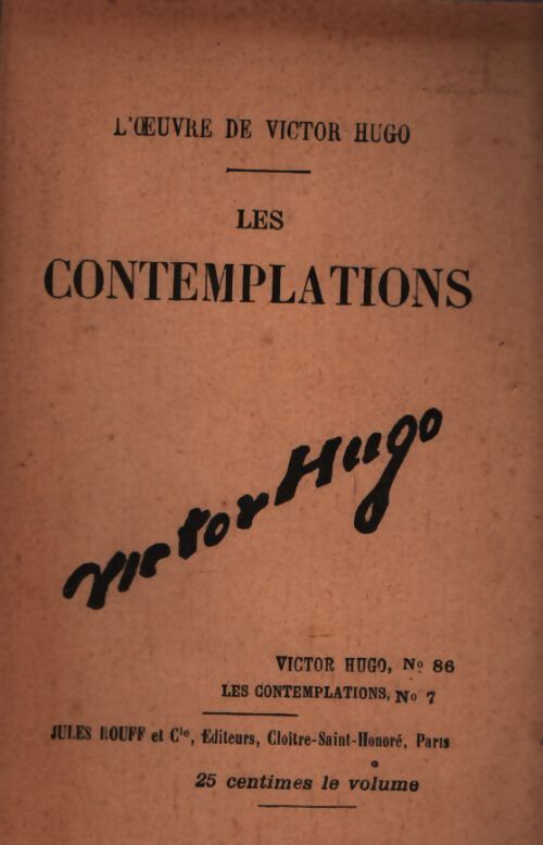 Les contemplations Tome VII - Victor Hugo - Livre