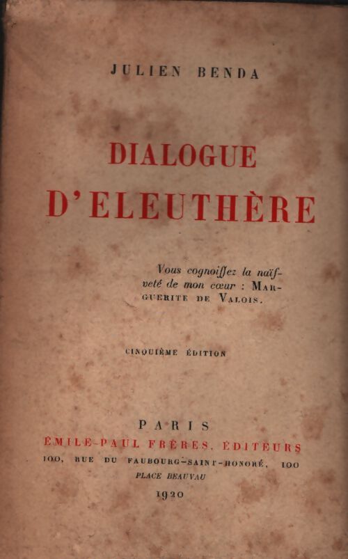 Dialogue d'Eleuthère - Julien Benda - Livre