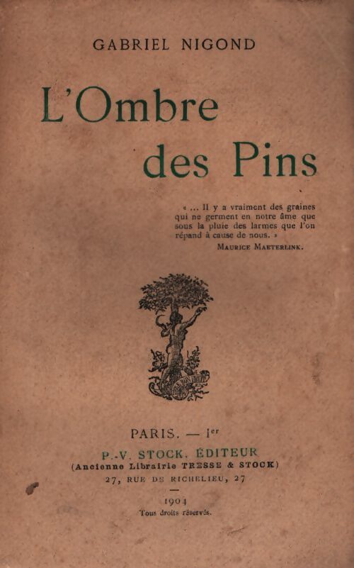 L'ombre des pins - Gabriel Nigond - Livre