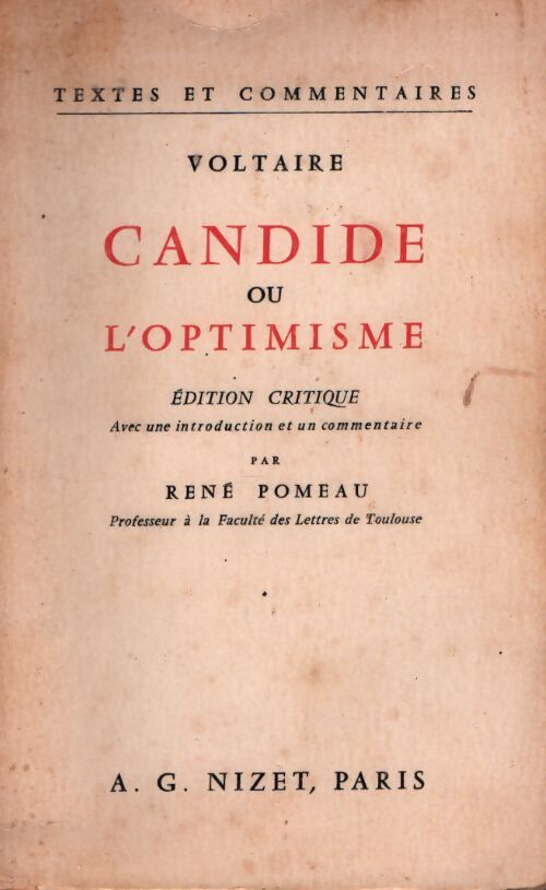 Candide ou l'optimisme - Voltaire - Livre
